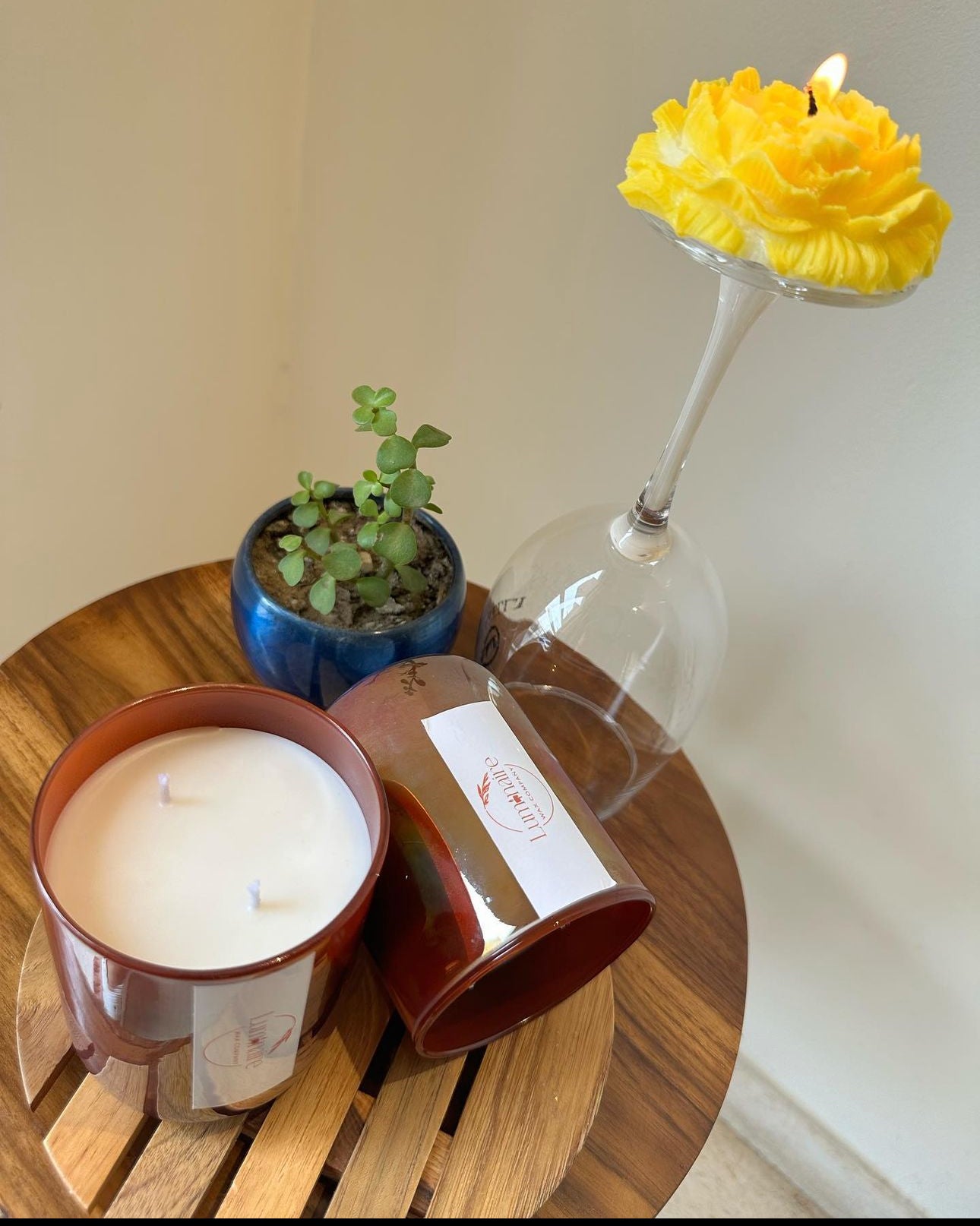 Red Lustre candle jar