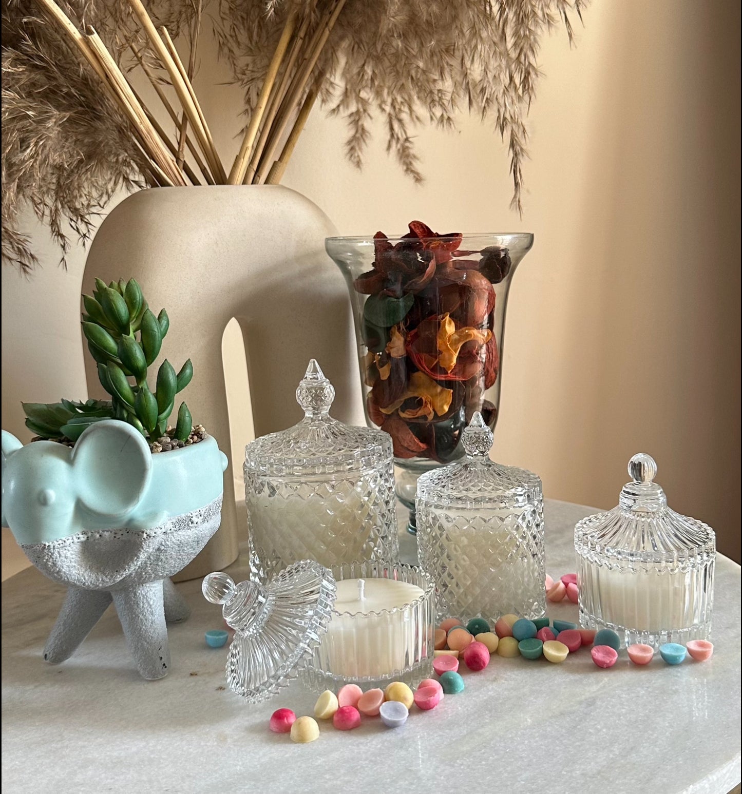 Crystal Candle Jar set of 3